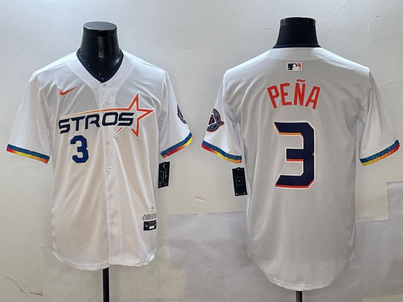 Men Houston Astros 3 Pena White Fourth generation Joint Name 2025 Nike MLB Jersey style 7